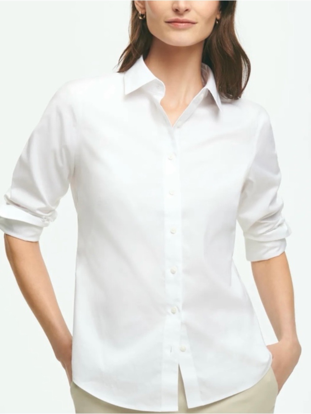 Brooks Brothers White Cotton Button-Down Shirt